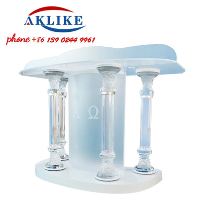 2024 Crystal Pulpit Hot Sale Curved Acrylic Church Lectern Clear Pulpit Rostrum Glass Podium Design Free Shipping