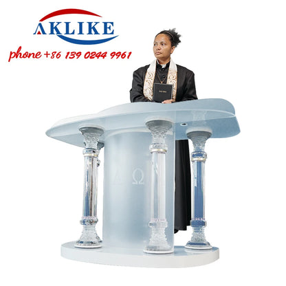 2024 Crystal Pulpit Hot Sale Curved Acrylic Church Lectern Clear Pulpit Rostrum Glass Podium Design Free Shipping