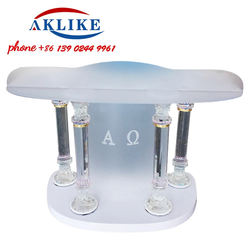 2024 Crystal Pulpit Hot Sale Curved Acrylic Church Lectern Clear Pulpit Rostrum Glass Podium Design Free Shipping