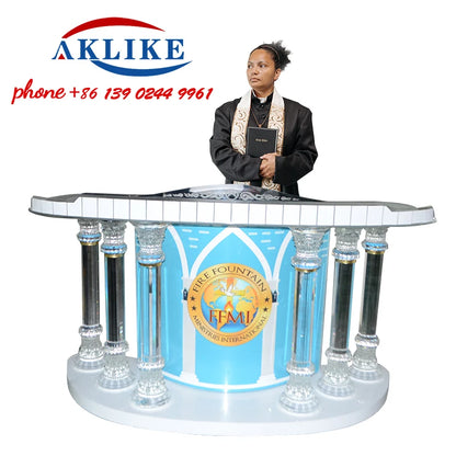 2024 AKLIKE Free Shipping New Modern Lecterns Custom Curved Rostrum Church Pulpit With Logos Podium De Concert