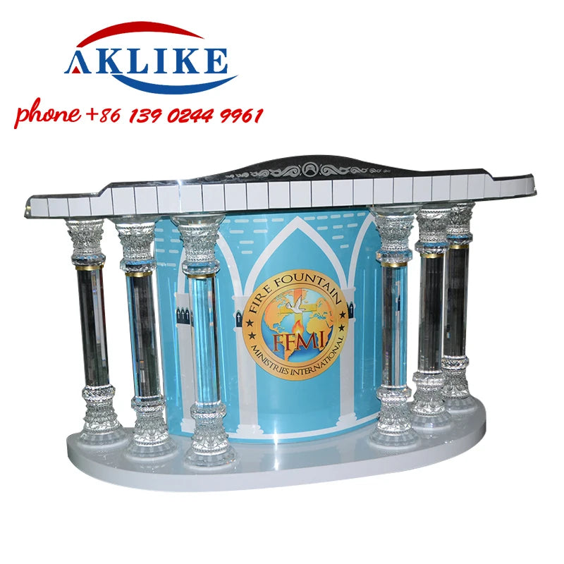 2024 AKLIKE Free Shipping New Modern Lecterns Custom Curved Rostrum Church Pulpit With Logos Podium De Concert