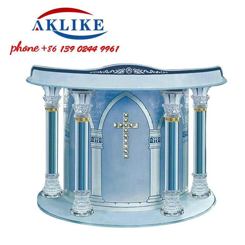 2024 AKLIKE Free Shipping New Modern Lecterns Custom Curved Rostrum Church Pulpit With Logos Podium De Concert