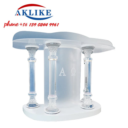 2024 Crystal Pulpit Hot Sale Curved Acrylic Church Lectern Clear Pulpit Rostrum Glass Podium Design Free Shipping