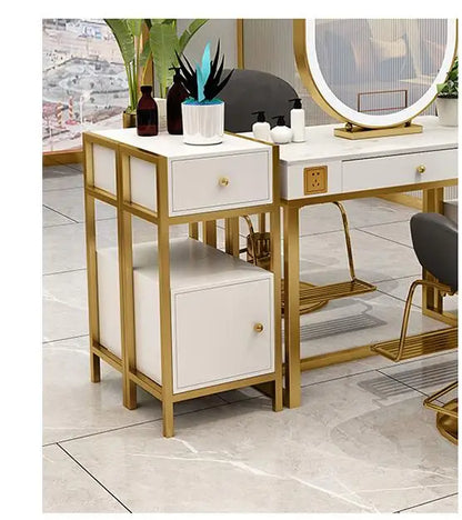 Barber shop marble desktop mirror net celebrity beauty salon mirror table hair salon special mirror table with light integrated