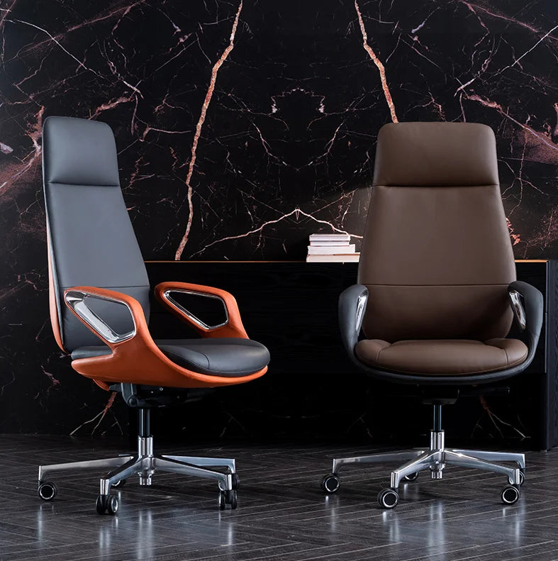 Leather boss office chair modern computer chair business light luxury executive chair president chair reclining