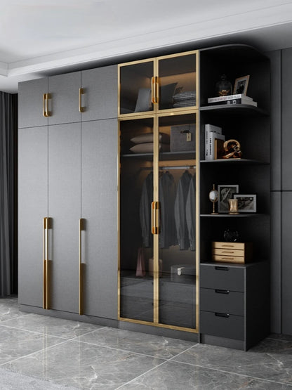 Glass door wardrobe Home bedroom light luxury wardrobe master bedroom wardrobe