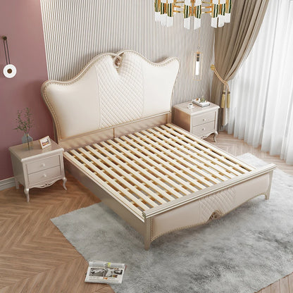 Light luxury European solid wood master bedroom American double princess bed modern minimalist 1.8 meters leather bed