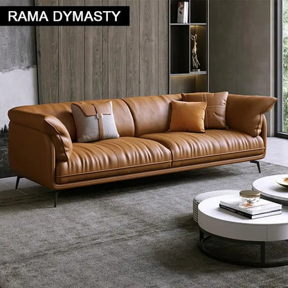 Modern Minimalist Living Room Leather Sofa  Apartment Furniture Set Combination Wtih Customzied Color