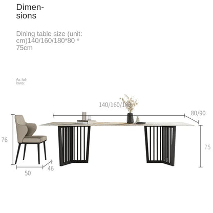 Rock plate dining table and chair combination of modern simple household solid wood luxury stone dining table and chair