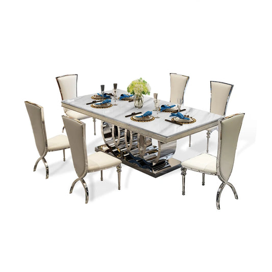 Stainless steel marble dining table rectangle comedor sillas de comedor mesa comedor muebles de madera jantar chairs Nordic