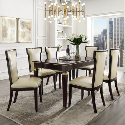 Solid wood dining table and chair combined living room marble dining table