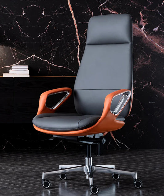 Leather boss office chair modern computer chair business light luxury executive chair president chair reclining