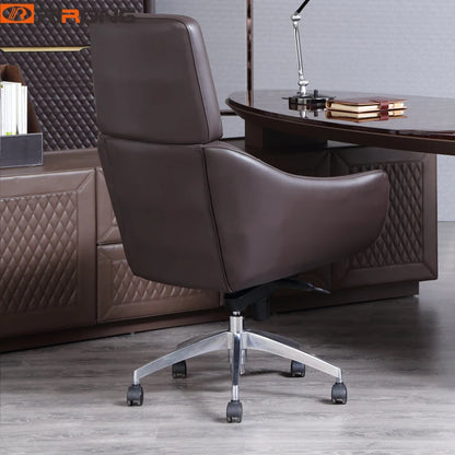 Luxury Brown Color Home Study Office Excutive Big Boss Manager Ceo Swivel Liftable Leather Chair with wheel