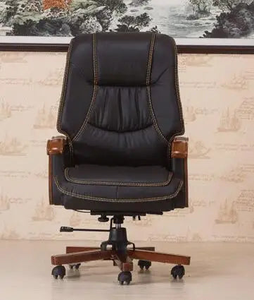 Boss chair leather computer chair home massage reclining leather executive chair solid wood armrest office chair.