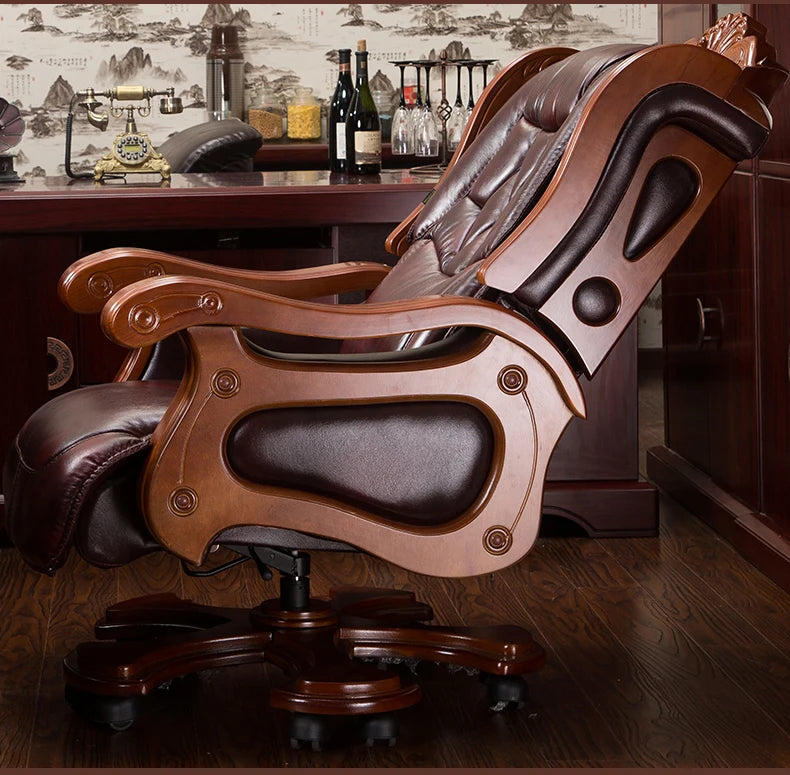 The boss chair is real leather can lie. High-grade large class chair. Cow skin thickening massage office chair swivel chair.015