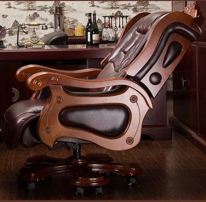 The boss chair is real leather can lie. High-grade large class chair. Cow skin thickening massage office chair swivel chair.015