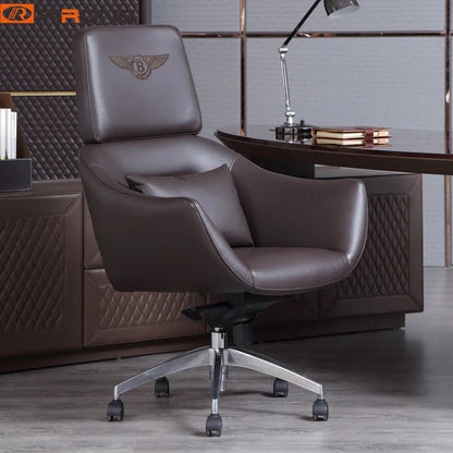 Luxury Brown Color Home Study Office Excutive Big Boss Manager Ceo Swivel Liftable Leather Chair with wheel