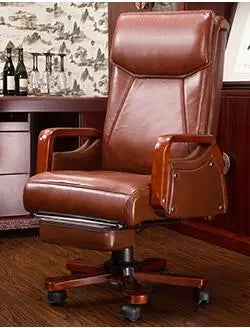 Simple office chair.  Real leather computer chair. Home can lie in front chair.022