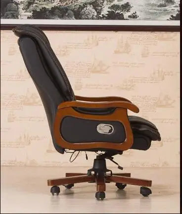 Boss chair leather computer chair home massage reclining leather executive chair solid wood armrest office chair.