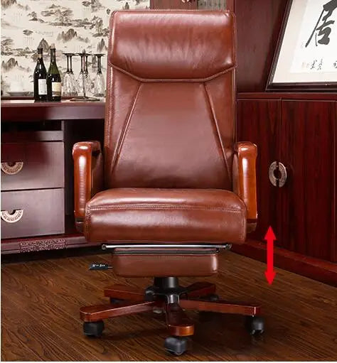 Simple office chair.  Real leather computer chair. Home can lie in front chair.022