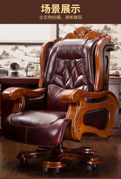 Luxurious boss chair leather can lie high class chair cow skin thickening massage office chair swivel chair..