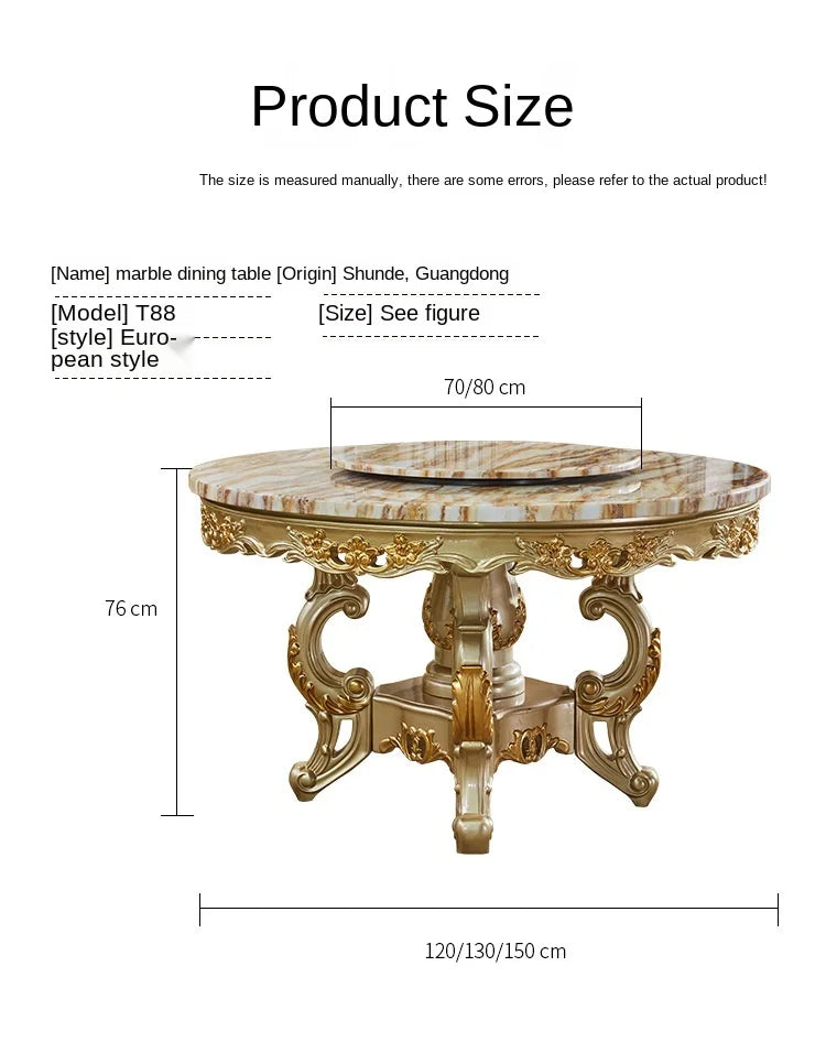 marble dining table sends turntable solid wood round table luxury noble golden dining table and chair combination table