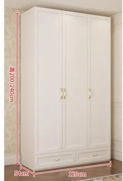 Household wardrobe white light luxury style bedroom cabinet small family large capacity storage European wardrobe 55CM deep