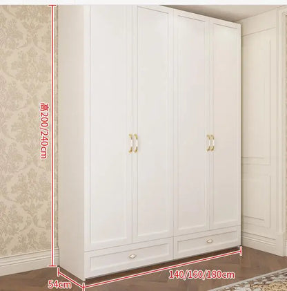 Household wardrobe white light luxury style bedroom cabinet small family large capacity storage European wardrobe 55CM deep