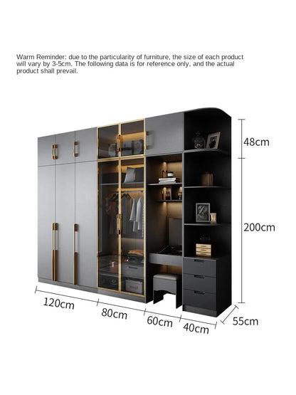 Glass door wardrobe Home bedroom light luxury wardrobe master bedroom wardrobe