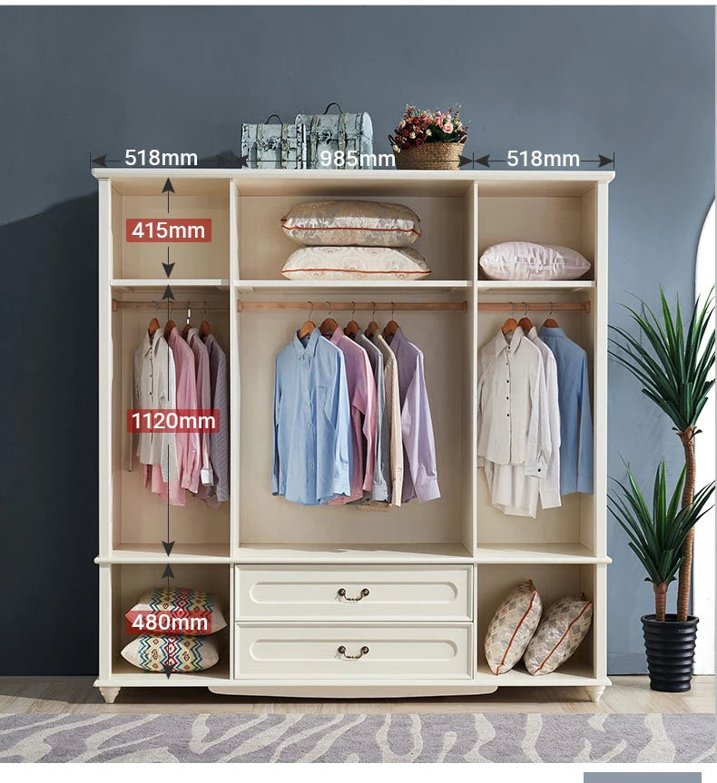 Wardrobe solid wood household bedroom wardrobe small apartment modern minimalist master bedroom luxury children's cabinet