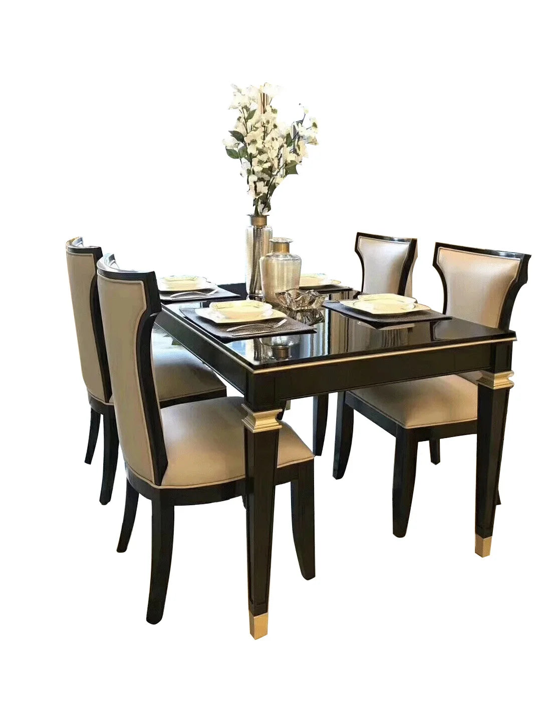 Solid wood dining table and chair combined living room marble dining table