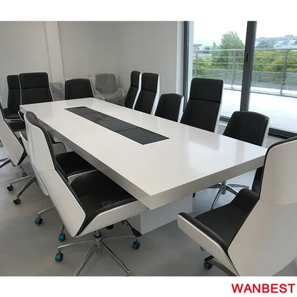 Hot Sale Portable Marble White Office Conference Room Furniture Negotiation Table For 10 Person