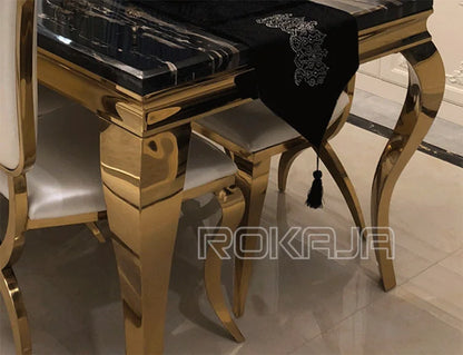 Marble Dining Table Luxury Dining Room Table Golden Stainless Steel 6 8 Chairs Seater European Modern Dining Table Set