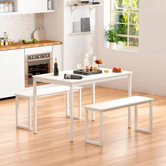 Kitchen Table Set with 2 Benches