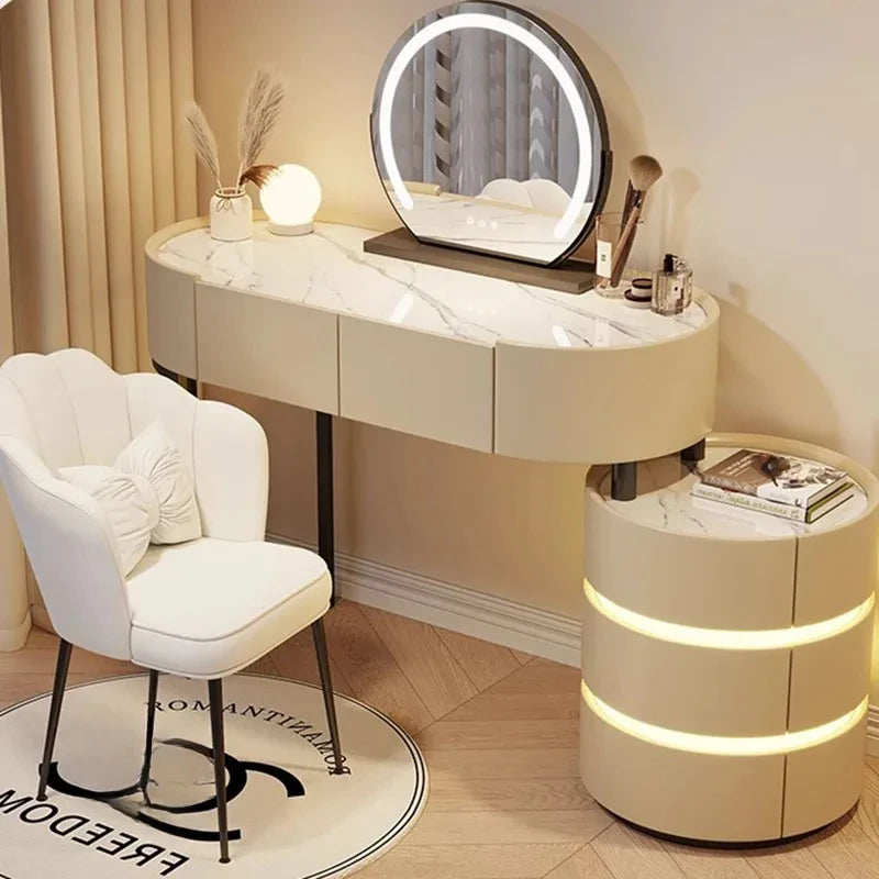 Nordic Aesthetic Dressing Table White Led Desings Kawaii Modern Storage Makeup Table Drawer Mirror Kaptafel Dresser Furniture