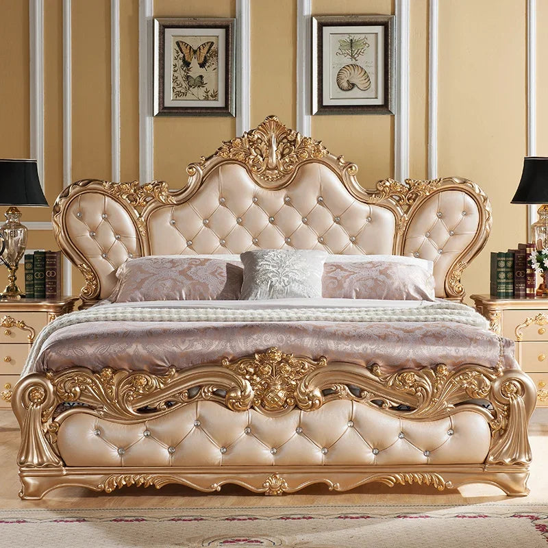 High End European Bed Frames Queen Modern White Luxury King Size Double Bed Girls Bedroom Storage Furniture For Bedroom