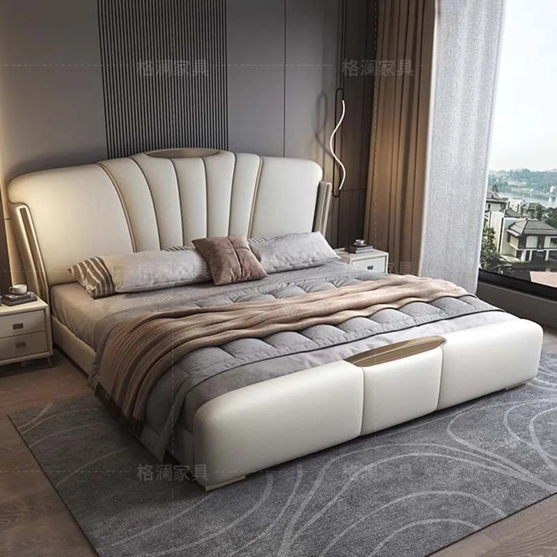 Modern Marriage Bed Luxury Nordic Aesthetic King Size Double Bed Storage Lounge Camas Y Muebles Dormitorio Bedroom Furniture