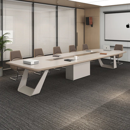 Large painted conference table,  minimalist modern office workbench,  room negotiation reception