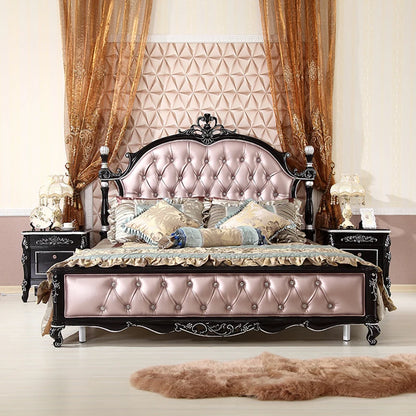 Master Villa Luxury Bed European Princess Leather Headboard King Size Bed Human Bedding Modern Muebles Para Dormitorio Furniture