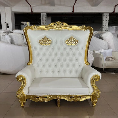 Guangzhou China golden high back antique pedicure royal wedding sofa sets BRIDal sofa king throne chair rental