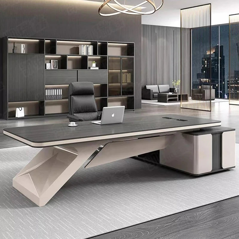 Desktop L Shape Office Desks Reception Corner Conference Workstation Storage Executive Scrivania Ufficio Lavoro Luxury Furniture