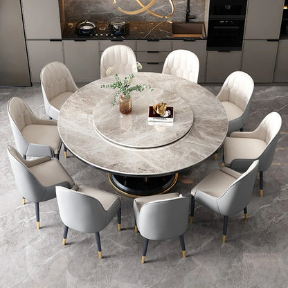 6 Seater Round Dining Table Luxury Modern Elegant Rotating Dining Table Waterproof Design Mesa Comedor Decoration Accessories