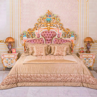 Villa High Bed Double European Royal Girl Bedding Headboards Bed Wooden Design Sleeping Muebles Para Dormitorio Nordic Furniture