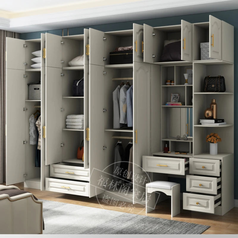 Multilayer Storage Wardrobe Luxury Doors Open Closets Bedroom Wardrobe Cabinet Shelves Armadio Camera Da Letto Bedroom Furniture