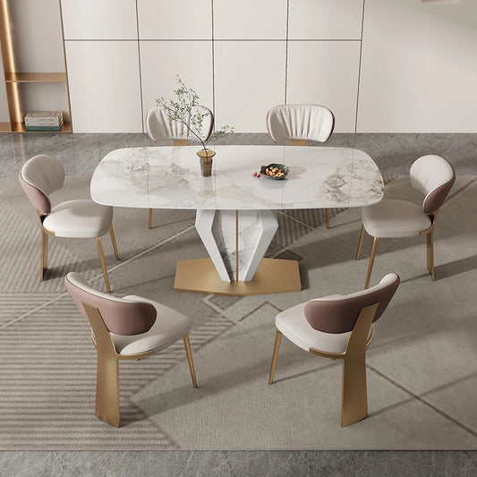 Center Luxury Dining Tables Chair Combination Small Apartment Modern Simple Dining Tables Marble Mesa Comedor Home Furniture