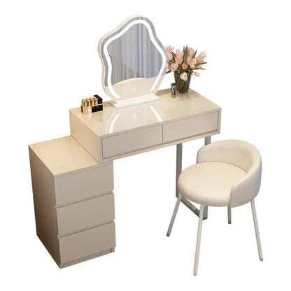 Fashion Mirror Dressing Table Woman Led Lights Modern Classic Makeup Table Drawer Chair Comfortable Coiffeuse Bedroom Furniture