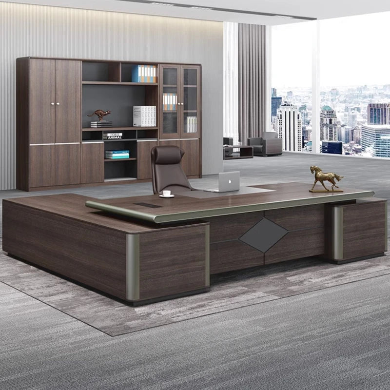 Meeting Conference Office Desks Shelves Organizations Dark Floor Computer Desks Executive Art Mesa De Trabajo Oficina Furniture