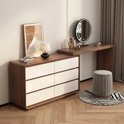 White Bedroom Dresser Cabinet Modern Nordic Wood Women Led Mirror Makeup Table Storage Drawer Penteadeiras Furniture For Home