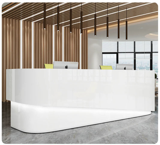 Hotel Front Desk Bar Reception Curved Counter Reception Desk Commercial Office Furniture Beauty Salon White Reception Table