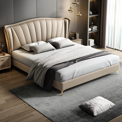 Pretty King Size Double Bed Frame Wood Luxury Italian Superking Bed Comferter Modern Camas De Dormitorio Furniture Home